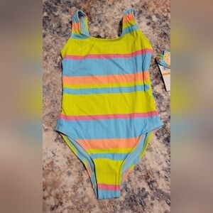 Colorful Striped Girls Swimsuit Size 7